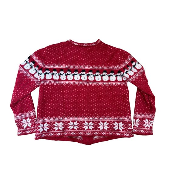 Vintage Croft & Barrow M Nordic Fair Isle Cardigan Ugly Christmas Snowman - Picture 4 of 4